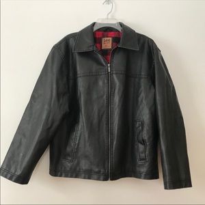 Lee Dungarees fake black leather zip up jacket